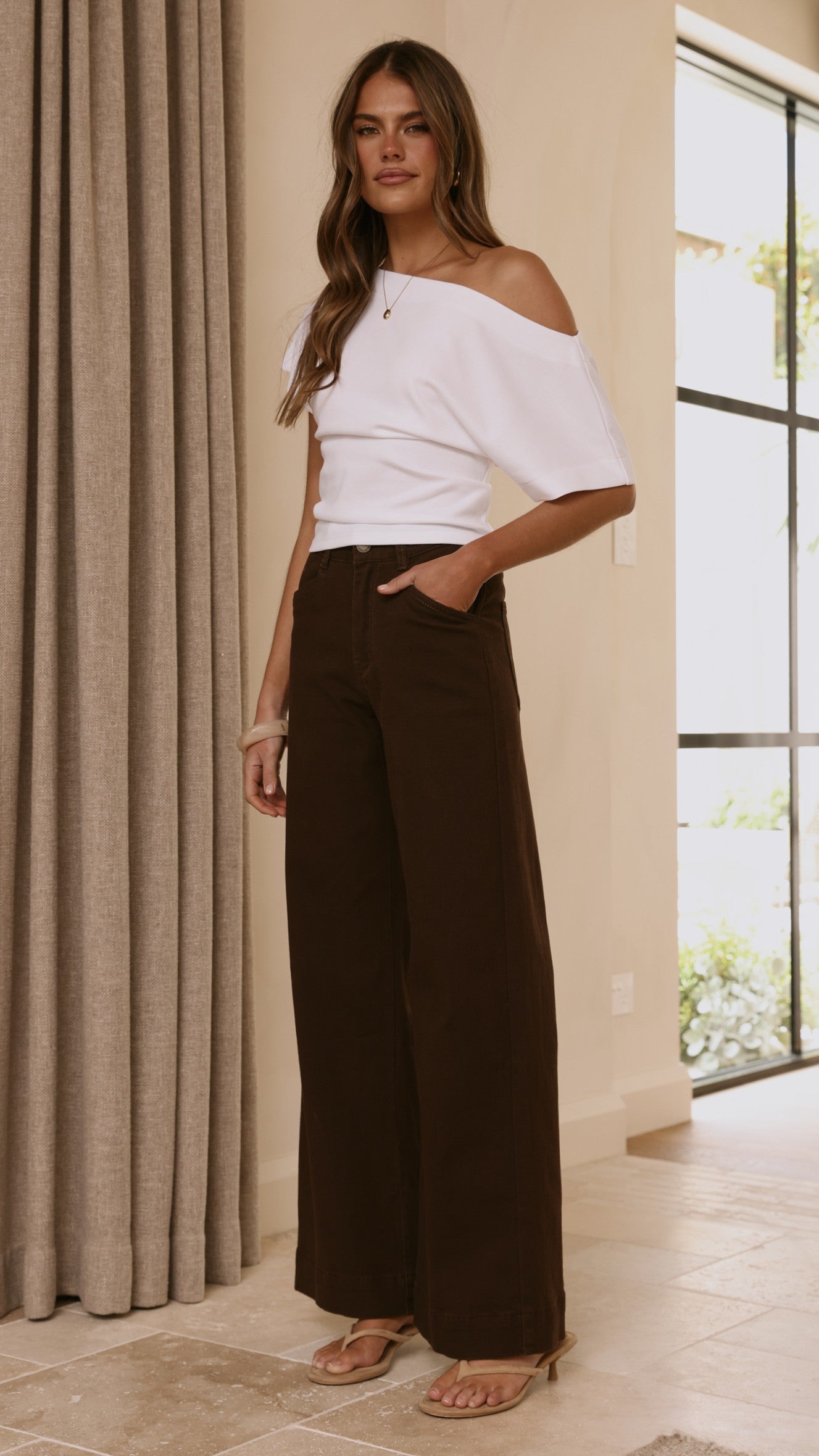 Zandra Wide Leg Jeans - Chocolate