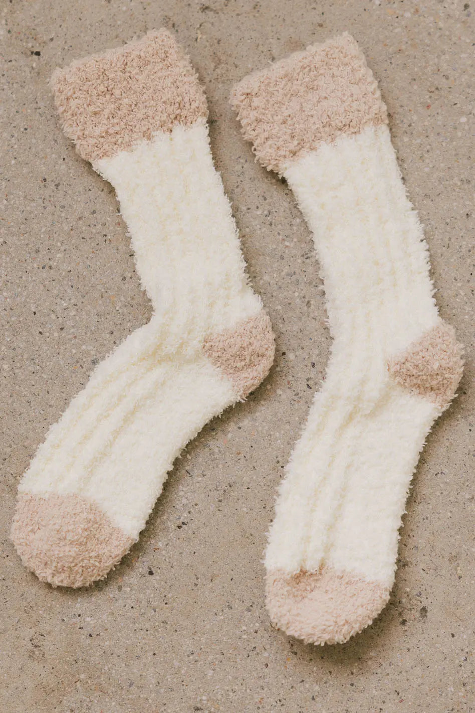 Fuzzy Contrast Socks in Yellow - FINAL SALE