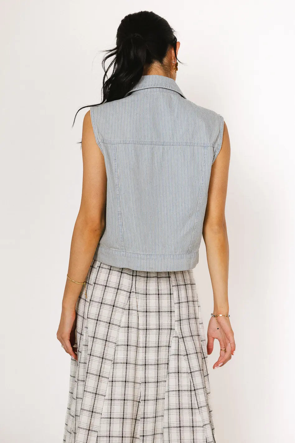 Daphne Striped Denim Vest - FINAL SALE