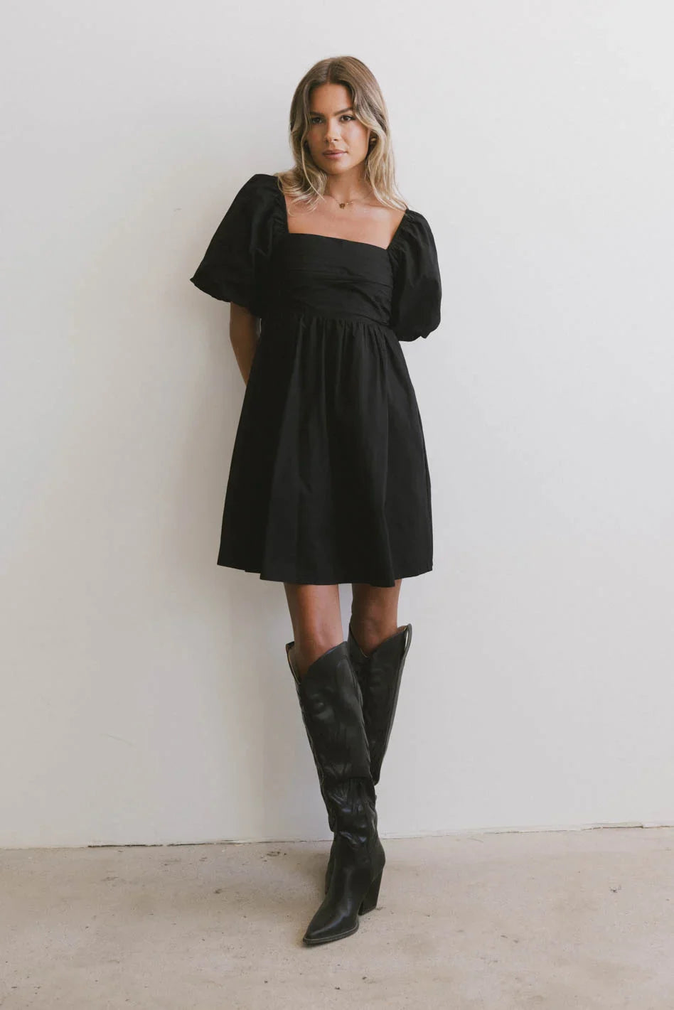 Dinah Pleated Mini Dress in Black - FINAL SALE
