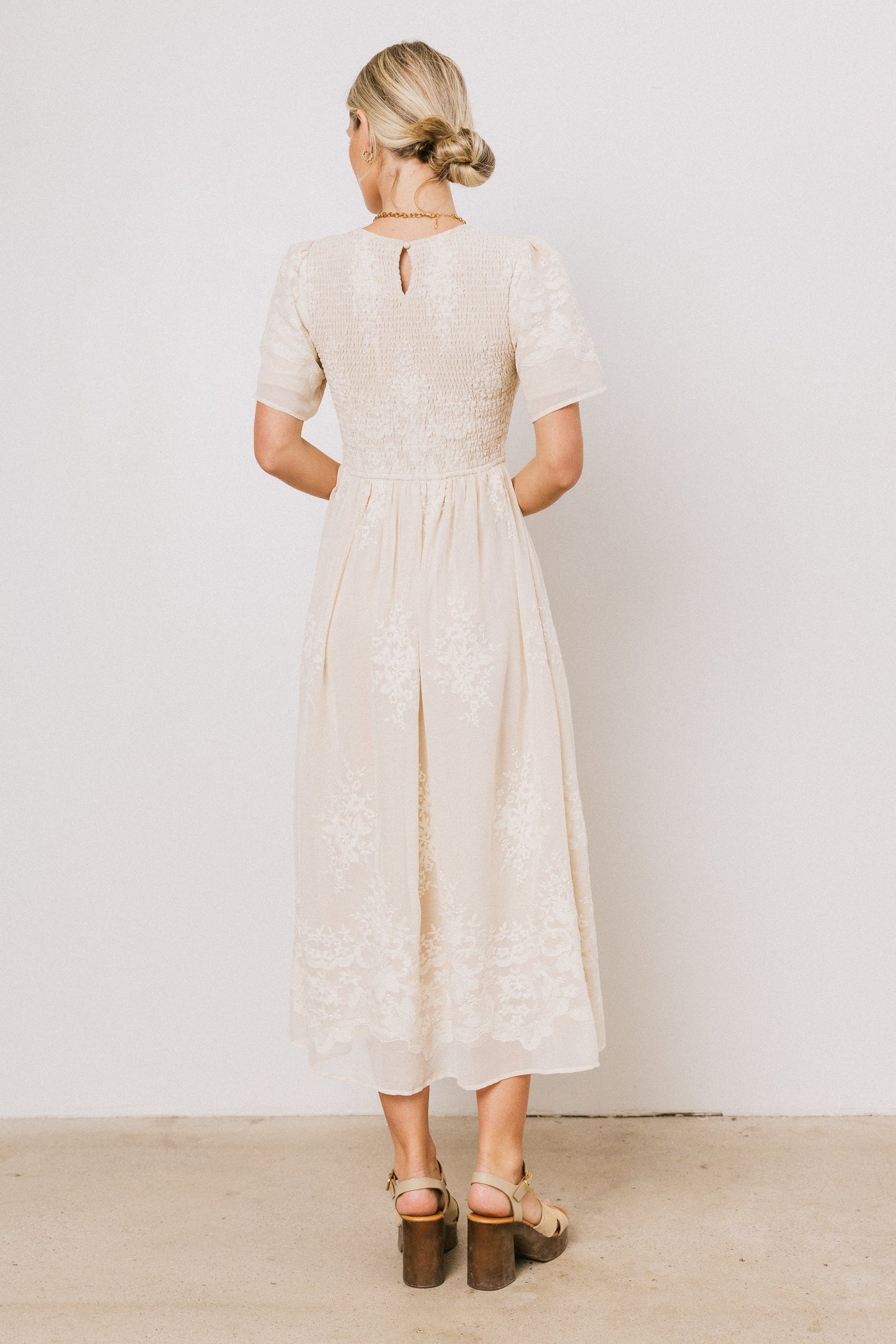 Alora Embroidered Dress in Champagne - FINAL SALE