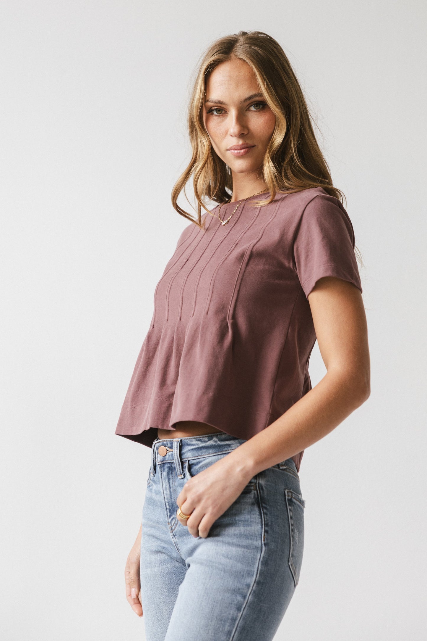 Cattelain Pleated Top in Plum