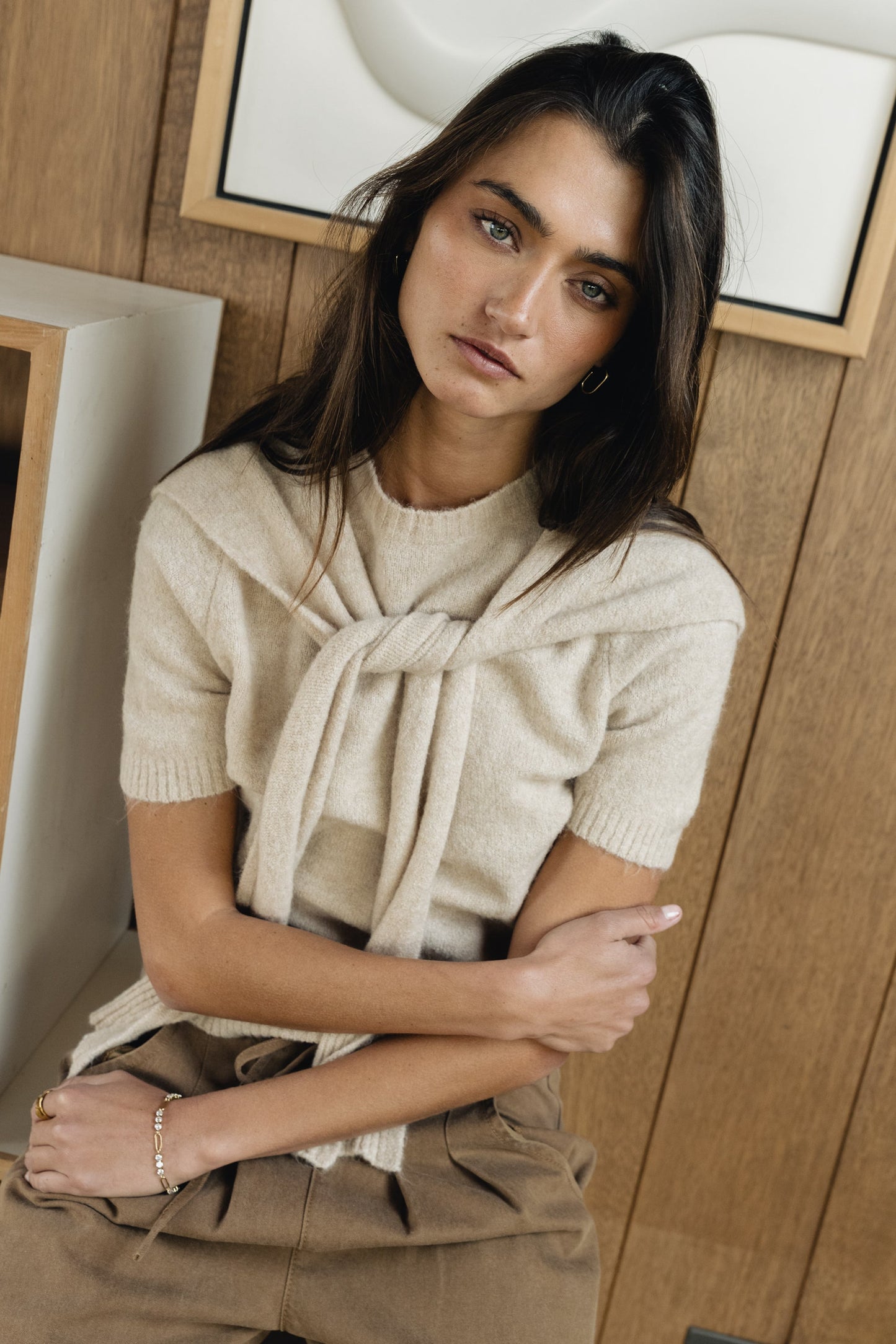 Cierra Tie Sweater in Natural - FINAL SALE