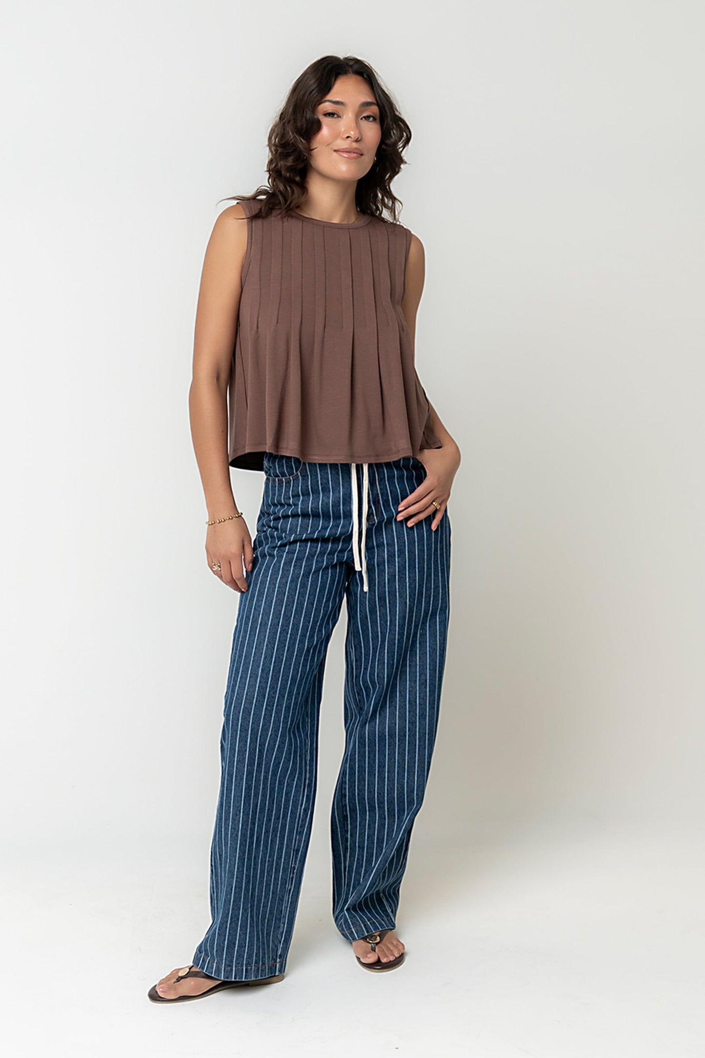 Alice Pintuck Top in Brown