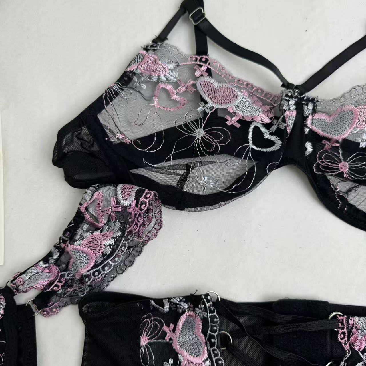 Embroidered Netting Three-Piece Set