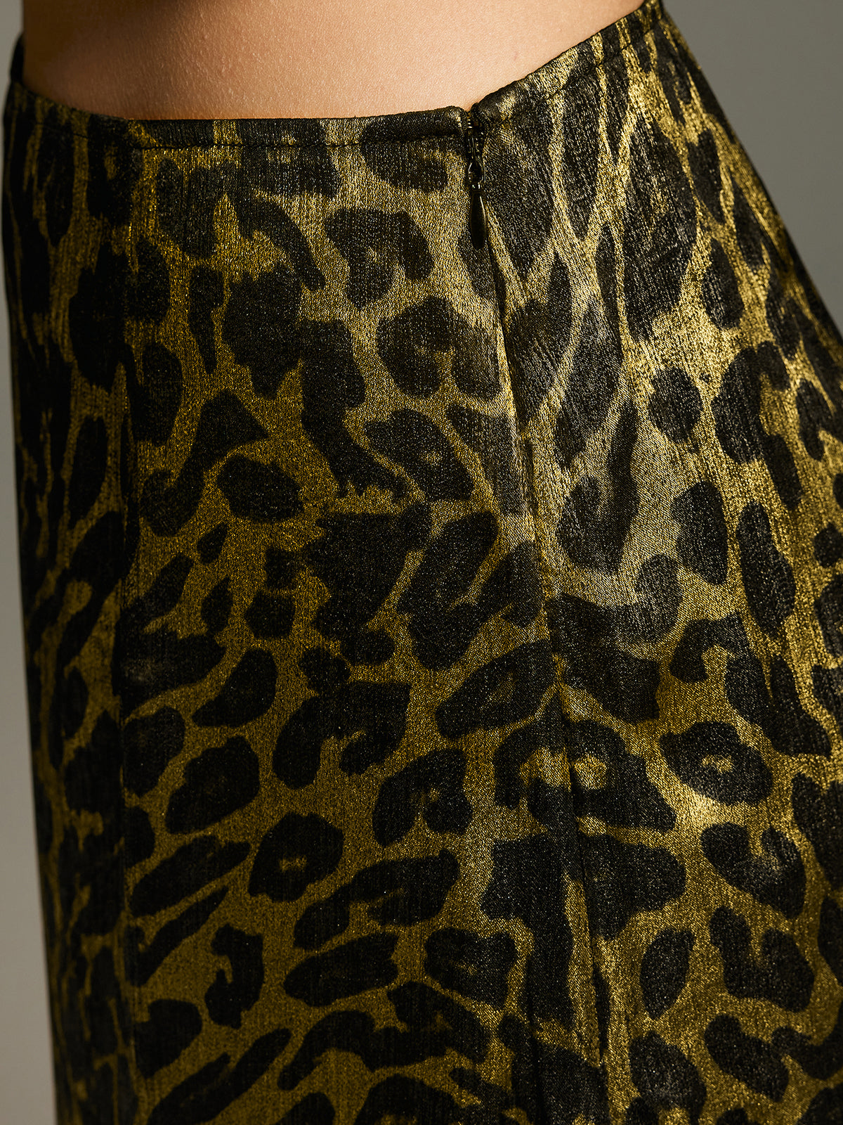 Leopard-Print Lace-Trimmed Midi Skirt