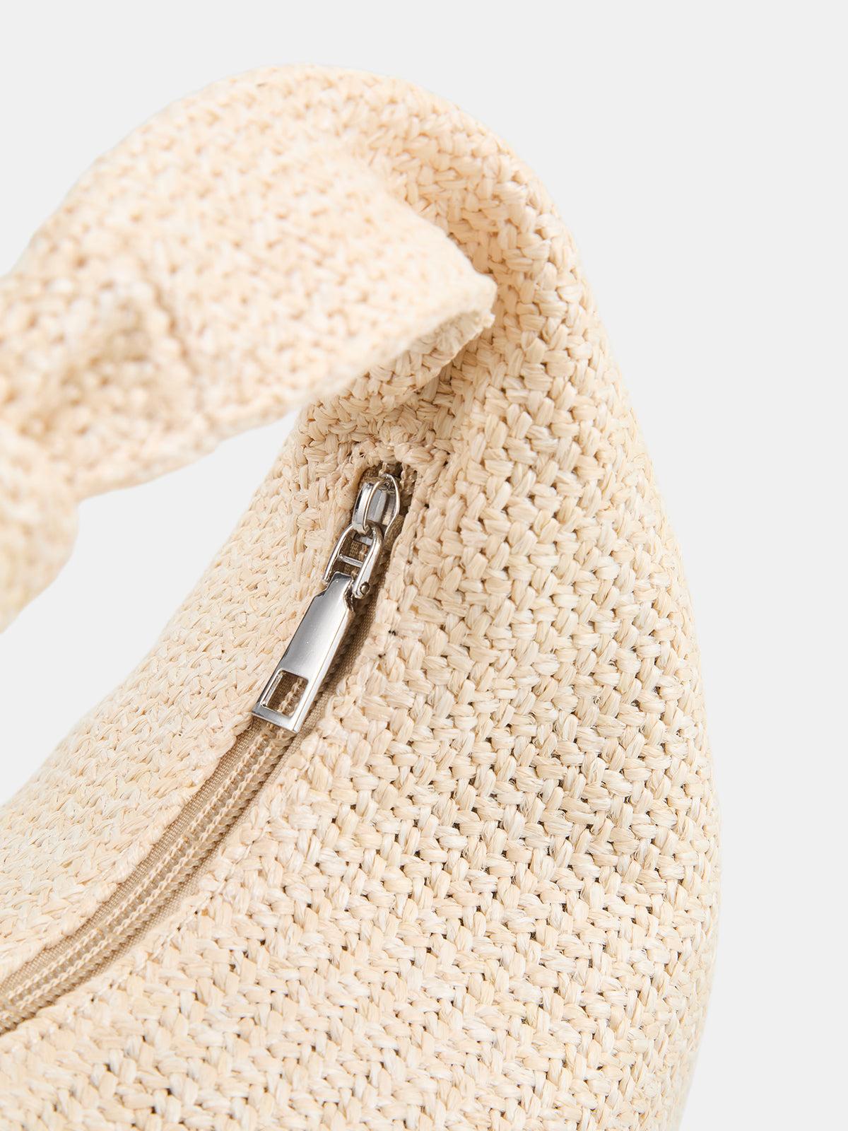 Knotted Woven Straw Hobo Handbag