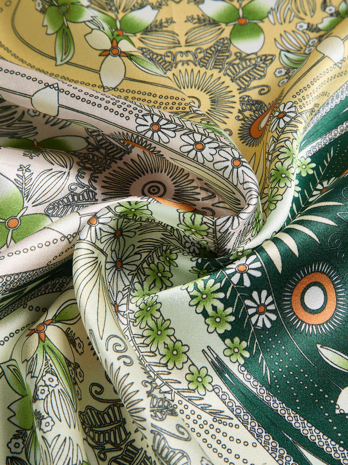 Botanical Print Square Silk Scarf