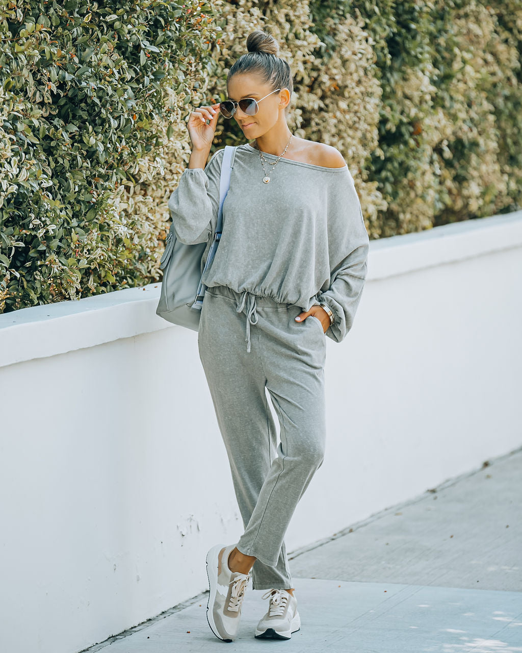 Farrow Cotton Blend Billowed Knit Top - Ash Taupe