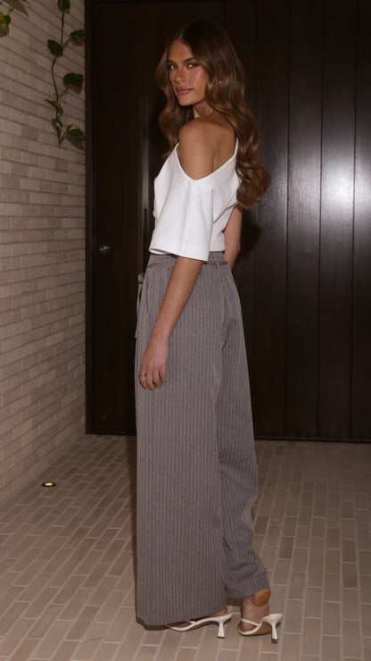 Issay Pants - Grey Pinstripe