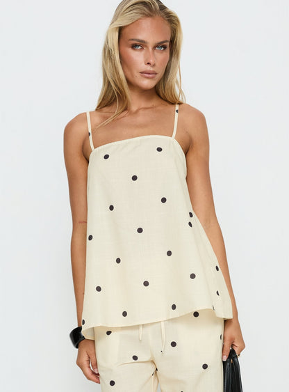 Bellara Longline Cami Top Yellow Polka