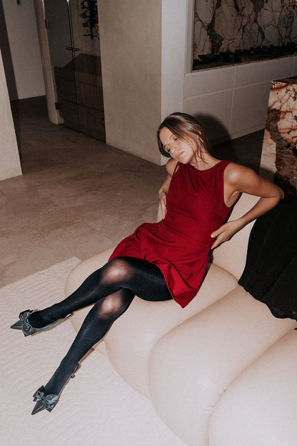 SAMPLE-Camellia Dress - Burgundy