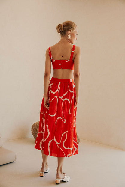 SAMPLE-Dien Wrap Skirt - Evoke Red