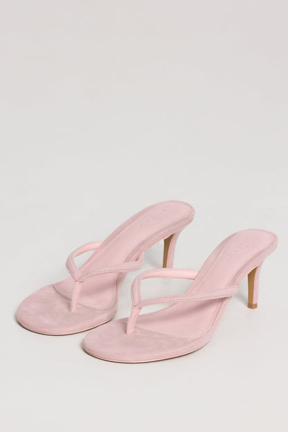 Heeled Thong Sandals in Pink