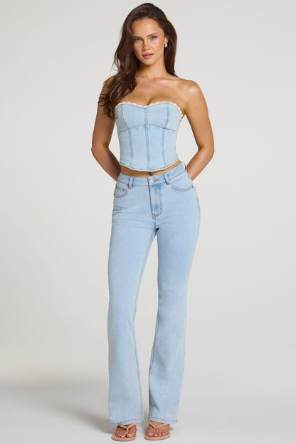 Mid-Rise Bootcut Jeans  in Light Denim