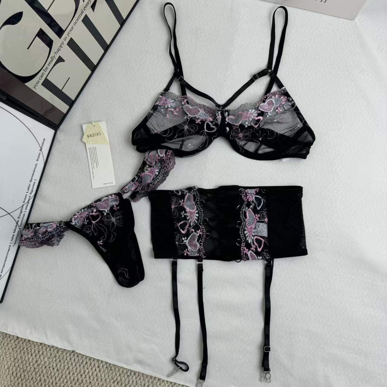 Embroidered Netting Three-Piece Set