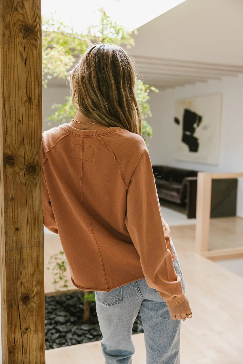 Exposed Seam Sweatshirt in Clay - FINAL SALE