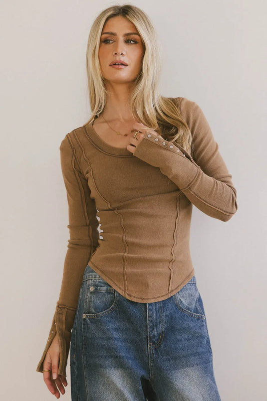 Astrid Ribbed Top in Brown - FINAL SALE