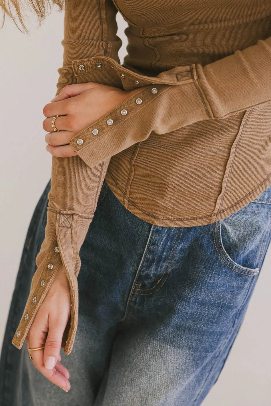 Astrid Ribbed Top in Brown - FINAL SALE