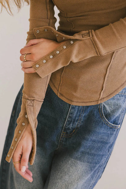 Astrid Ribbed Top in Brown - FINAL SALE