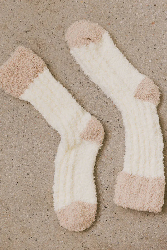 Fuzzy Contrast Socks in Yellow - FINAL SALE