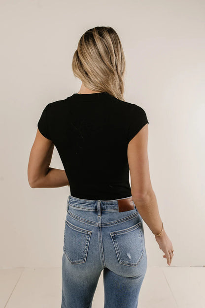 Holly Ribbed Bodysuit in Black - FINAL SALE