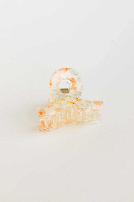 Floral Claw Clip in Peach