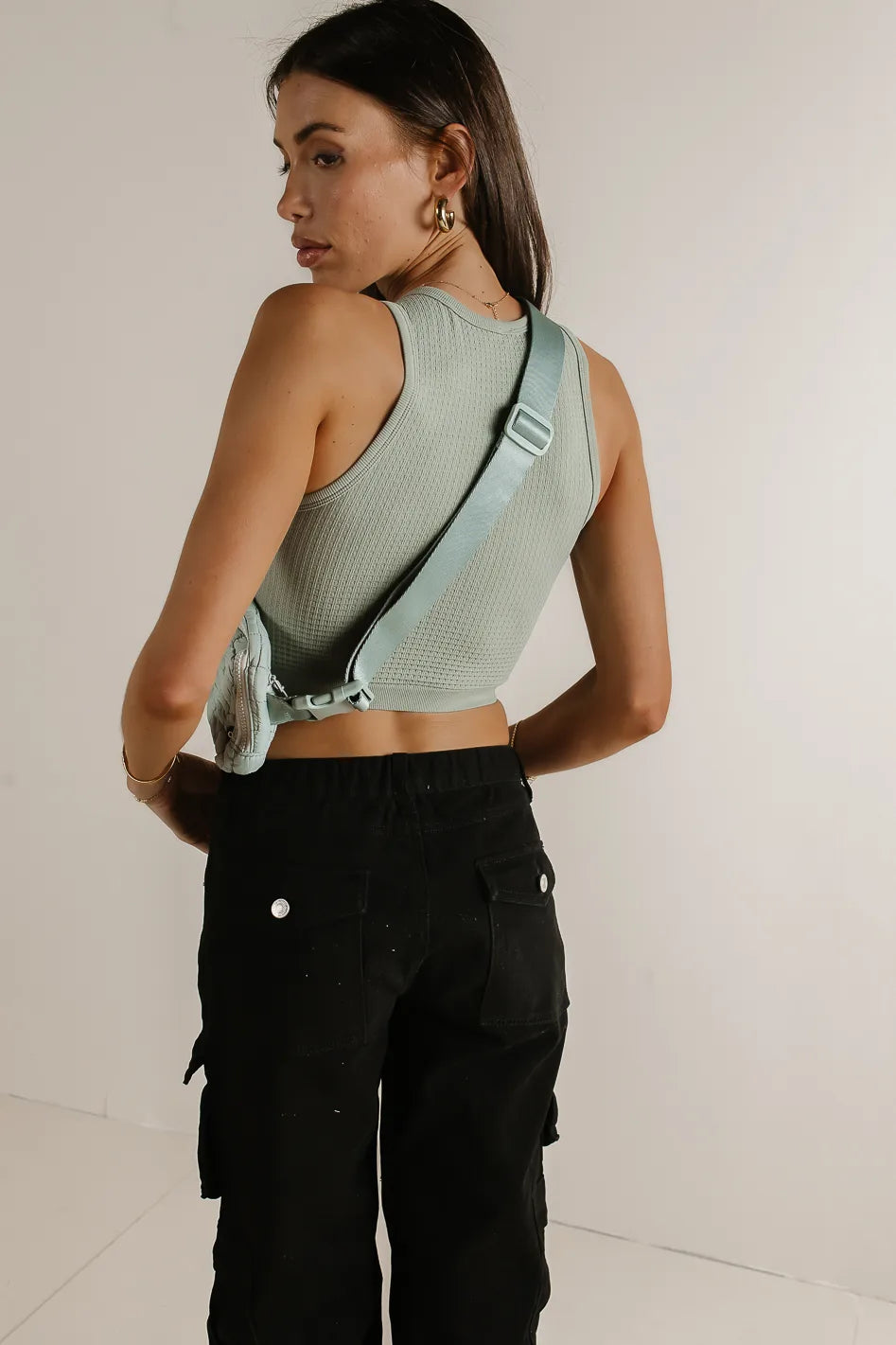 Ines Waffle Knit Tank in Sage - FINAL SALE