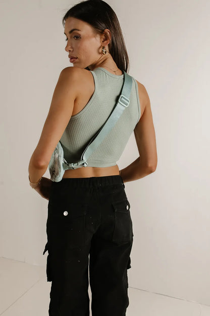 Ines Waffle Knit Tank in Sage - FINAL SALE