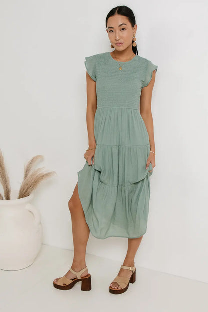 Declan Midi Dress in Sage - FINAL SALE