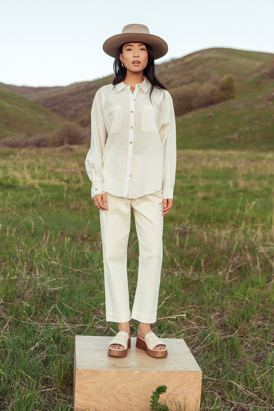 Bella Straight Leg Jeans in Cream - FINAL SALE