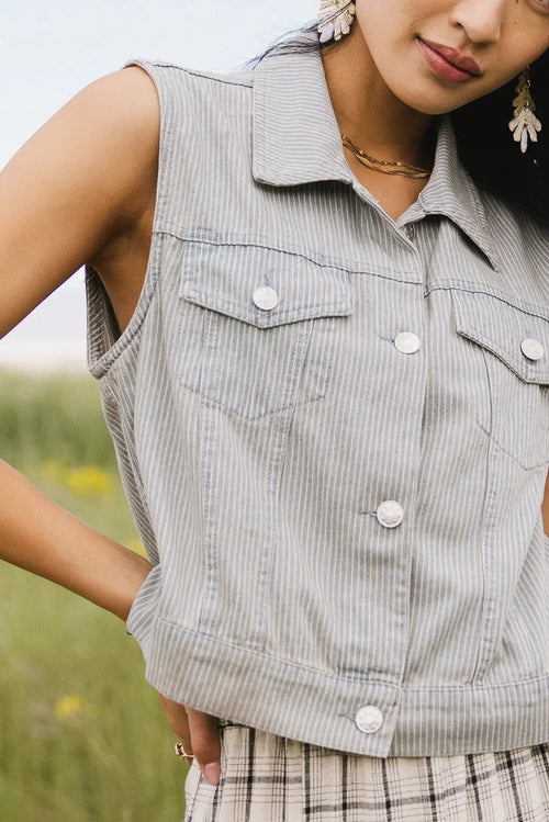 Daphne Striped Denim Vest - FINAL SALE