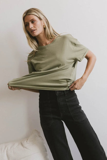Gunner Basic Tee in Light Olive - FINAL SALE