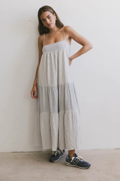 Demi Striped Midi Dress in Blue - FINAL SALE