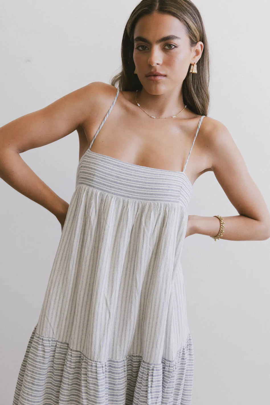 Demi Striped Midi Dress in Blue - FINAL SALE