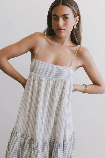 Demi Striped Midi Dress in Blue - FINAL SALE