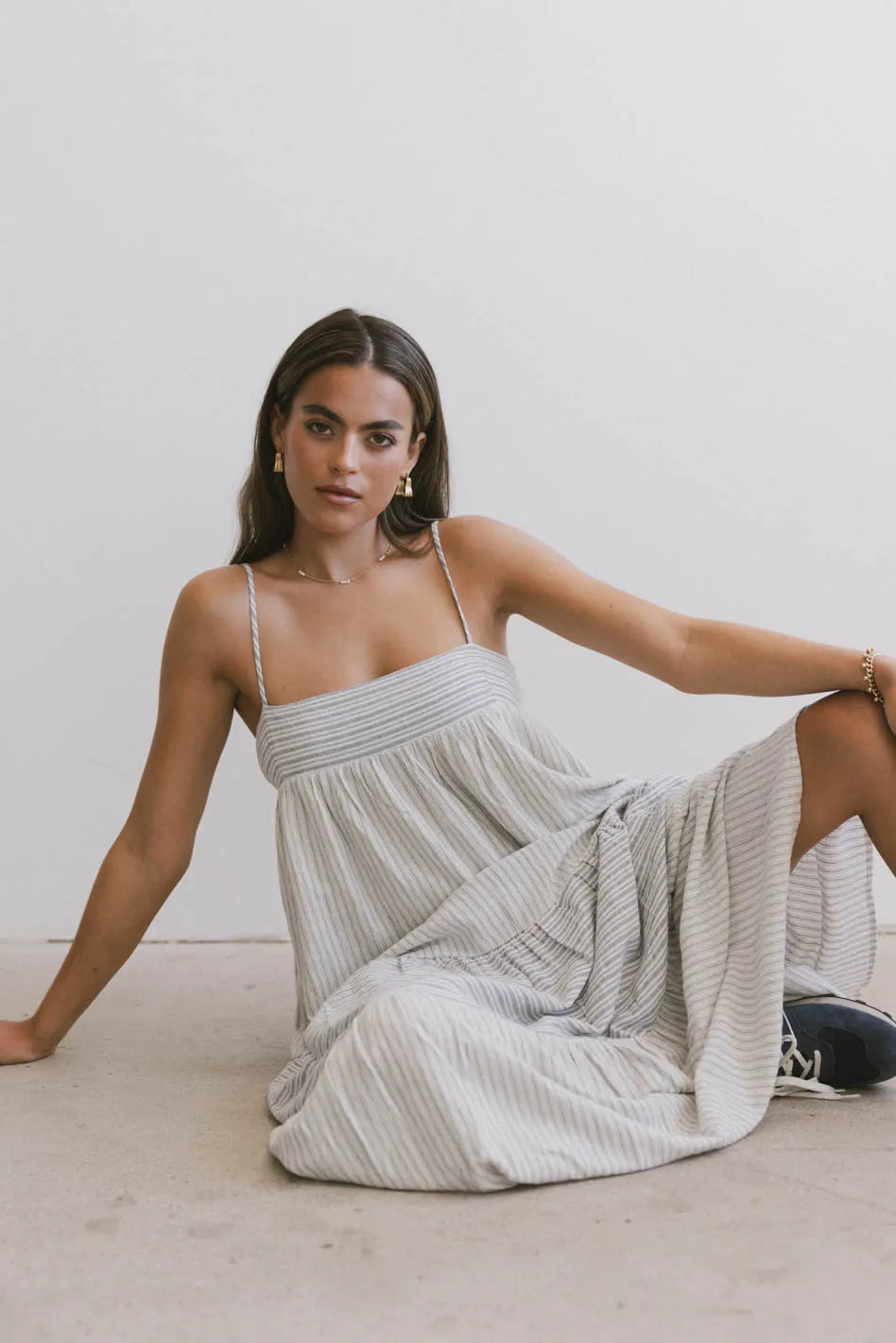 Demi Striped Midi Dress in Blue - FINAL SALE