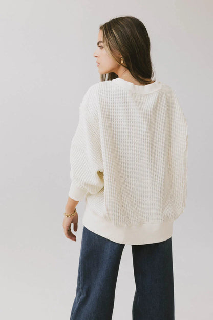 Ellis Waffle Knit Top in Cream - FINAL SALE