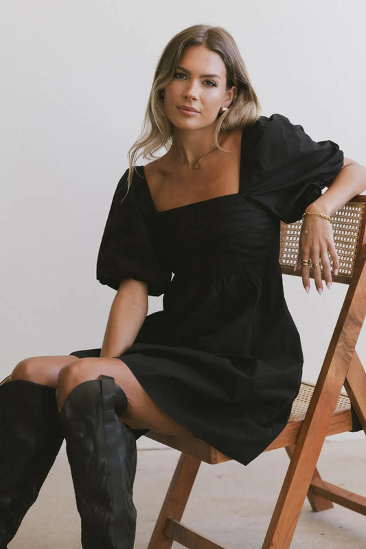 Dinah Pleated Mini Dress in Black - FINAL SALE