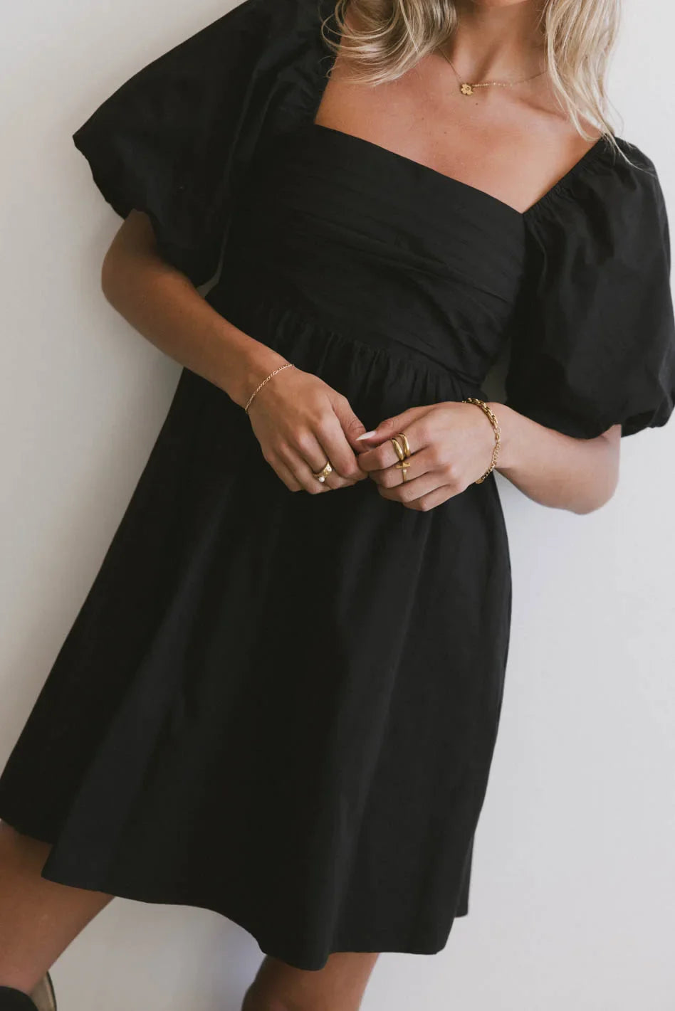 Dinah Pleated Mini Dress in Black - FINAL SALE