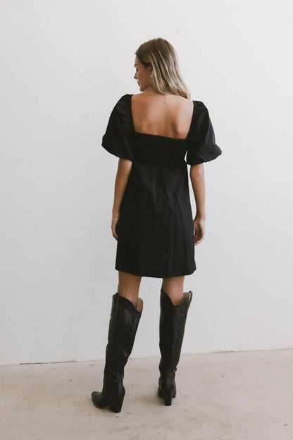 Dinah Pleated Mini Dress in Black - FINAL SALE