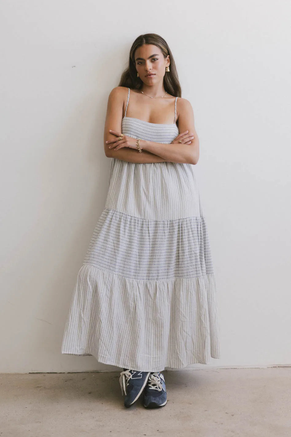Demi Striped Midi Dress in Blue - FINAL SALE