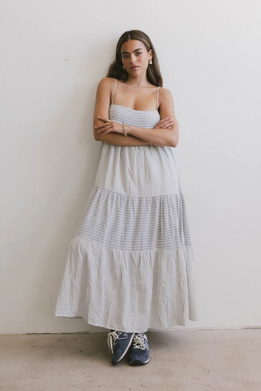 Demi Striped Midi Dress in Blue - FINAL SALE
