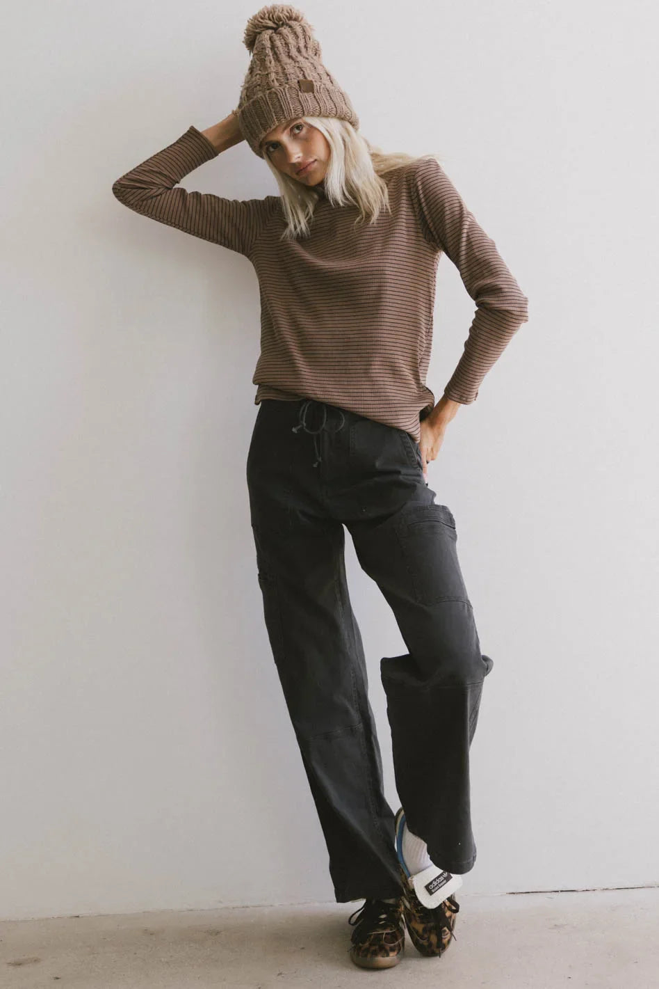 Erin Striped Top in Brown - FINAL SALE