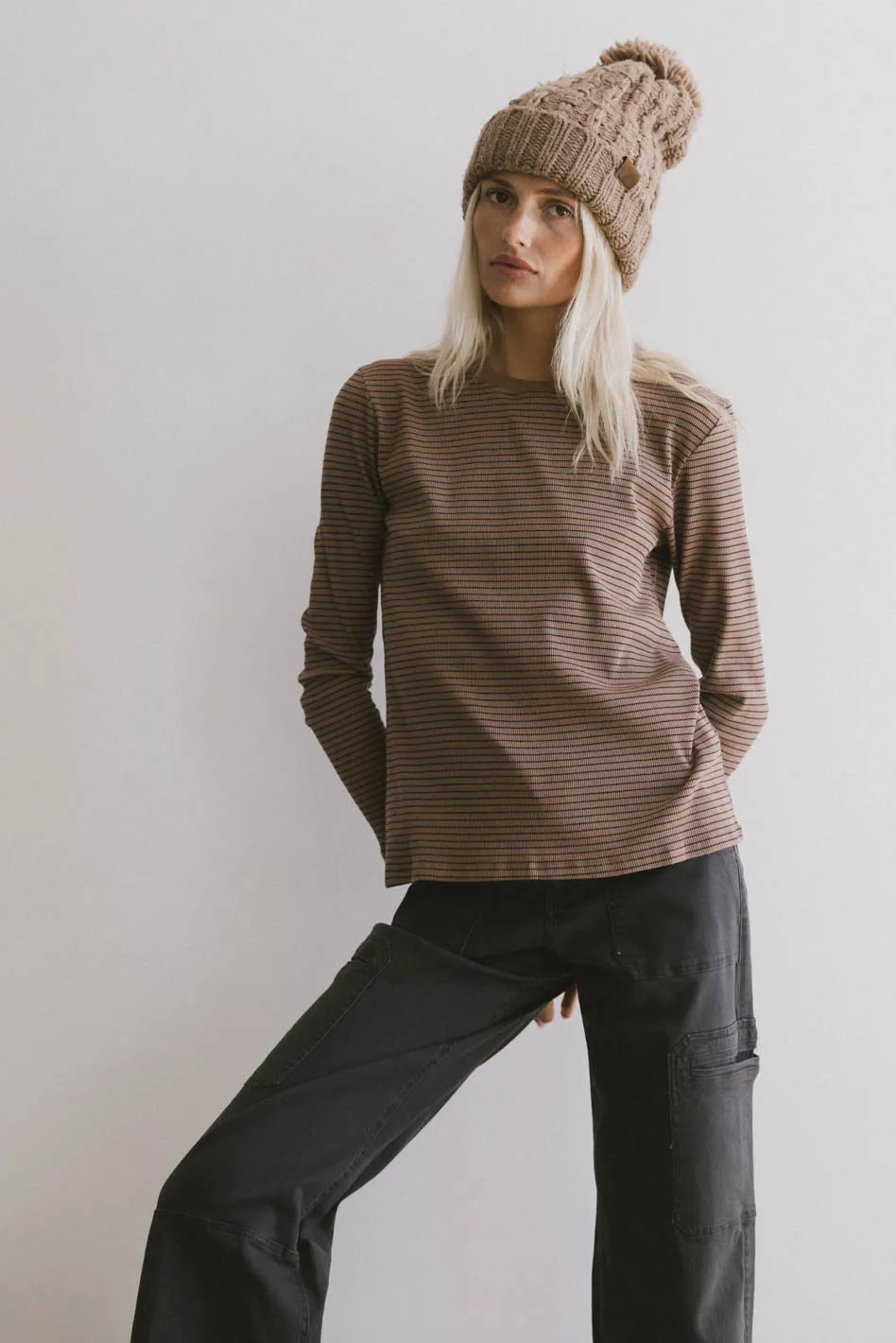 Erin Striped Top in Brown - FINAL SALE