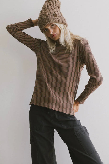 Erin Striped Top in Brown - FINAL SALE