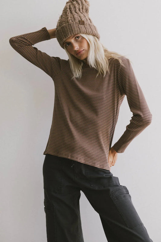 Erin Striped Top in Brown - FINAL SALE