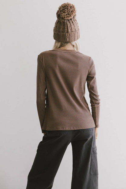 Erin Striped Top in Brown - FINAL SALE