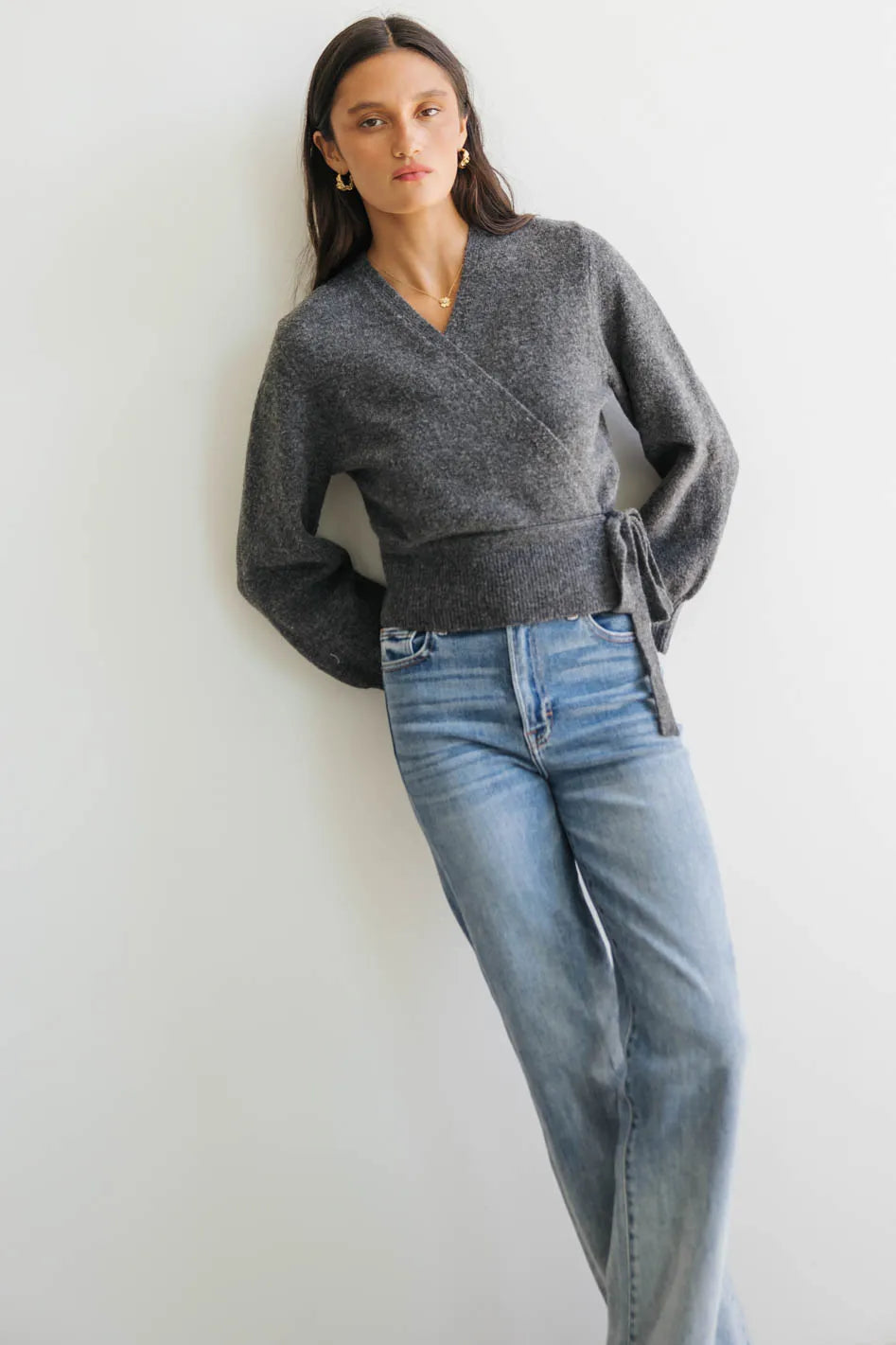 Addie Wrap Cardigan in Charcoal - FINAL SALE