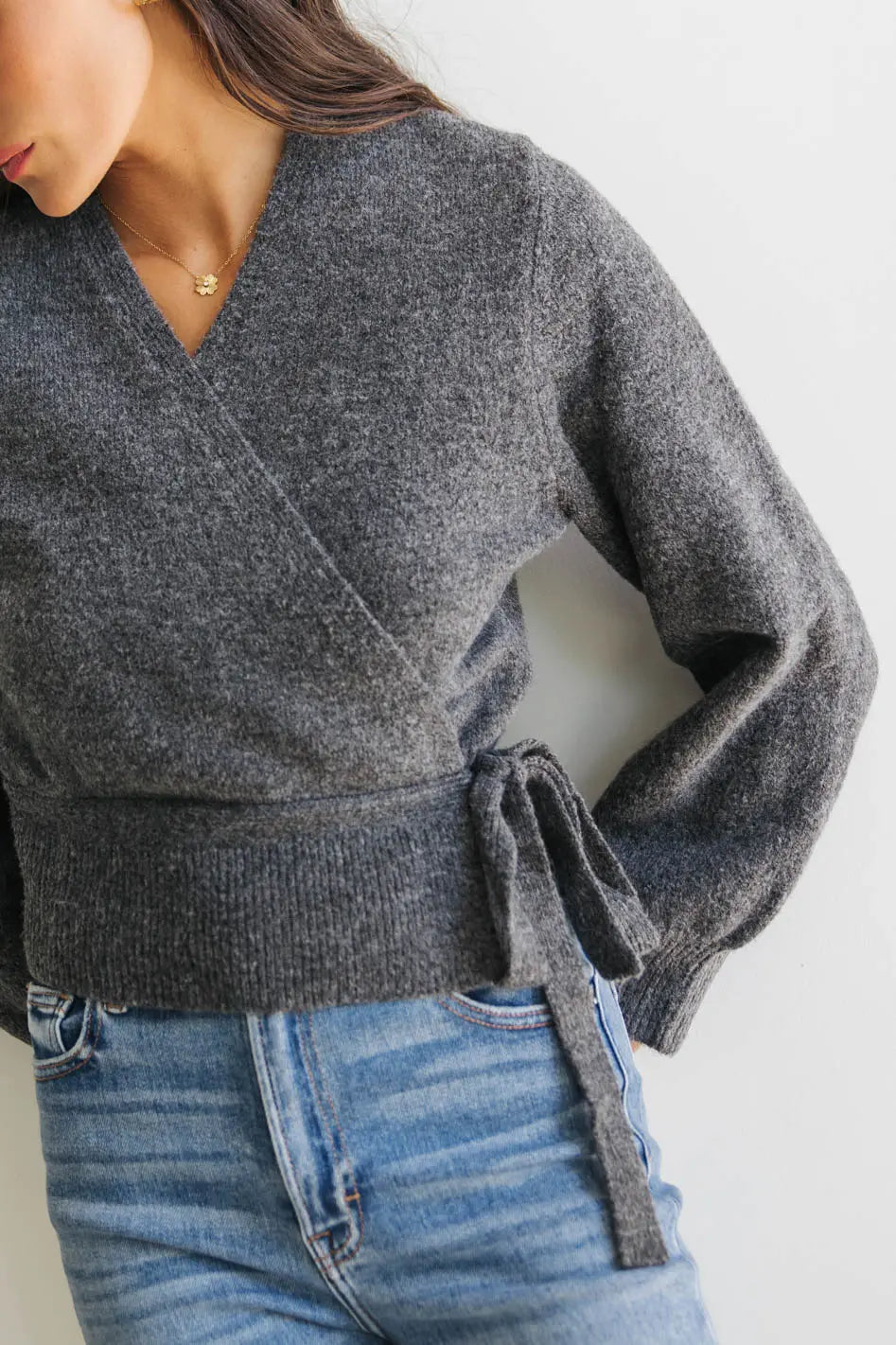 Addie Wrap Cardigan in Charcoal - FINAL SALE